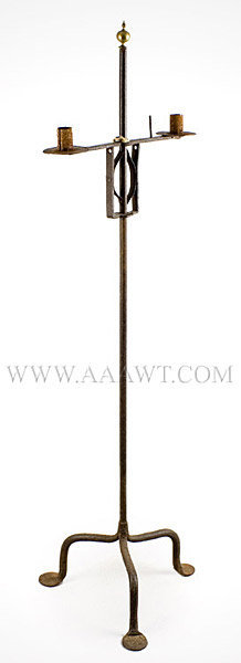 Candlestand, Wrought Iron Floor Type, Adjustable, Double Candle Sockets
Anonymous
Early 18th Century, entire view 2